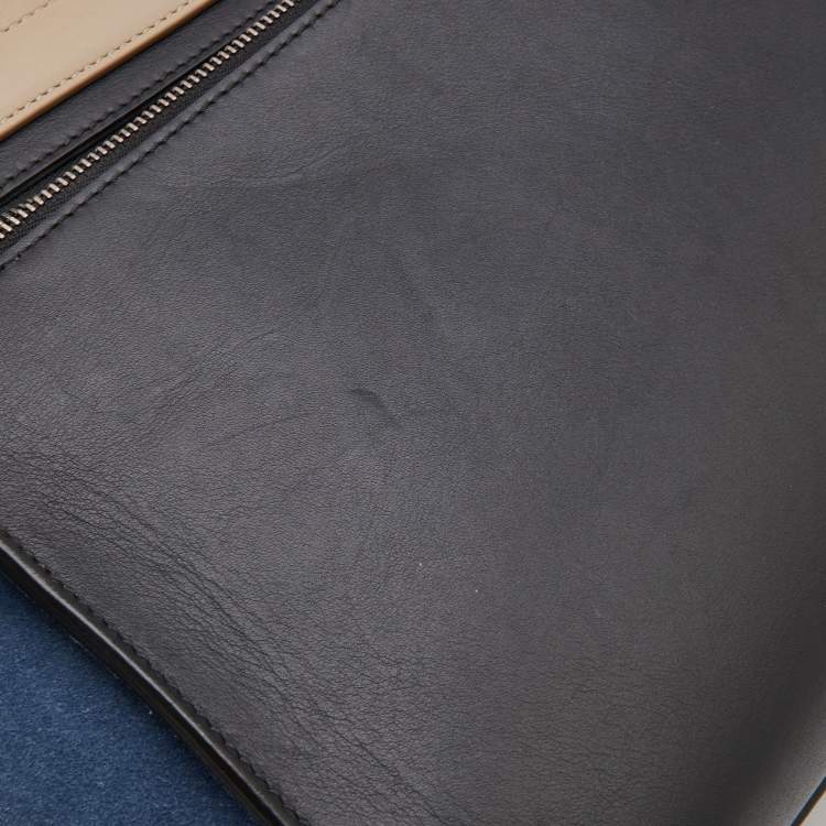 Pre Owned Celine Tri Color Leather and Suede Medium Trapeze Top Handle Bag