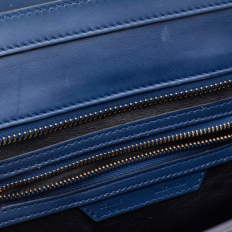 Pre Owned Celine Blue/Black Leather Micro Luggage Tote