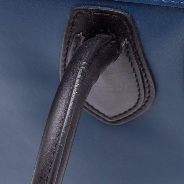 Pre Owned Celine Blue/Black Leather Micro Luggage Tote