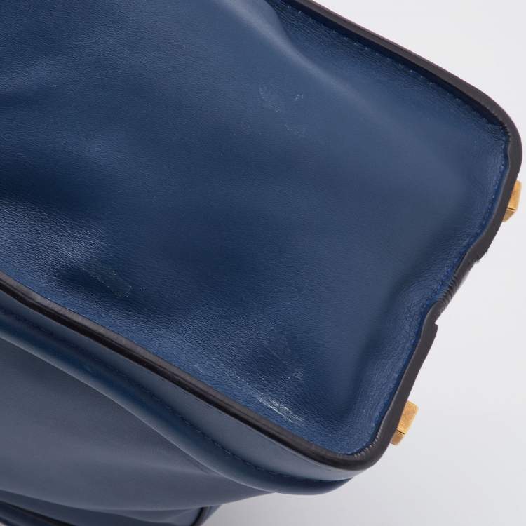 Pre Owned Celine Blue/Black Leather Micro Luggage Tote