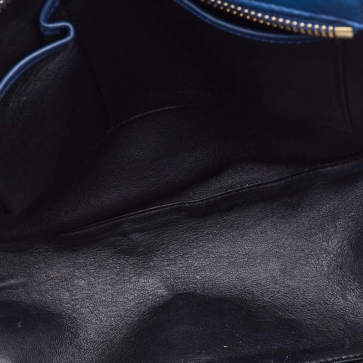 Pre Owned Celine Blue/Black Leather Micro Luggage Tote