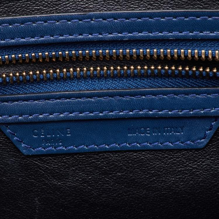 Pre Owned Celine Blue/Black Leather Micro Luggage Tote