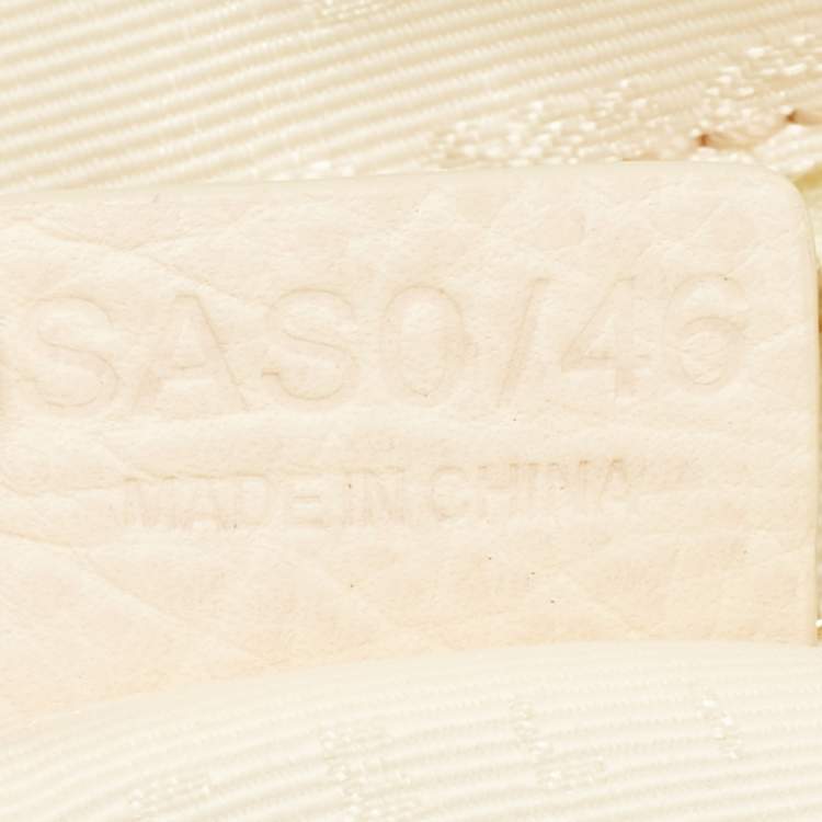 Pre Owned Celine Cream/Blue Macadam Canvas and Leather Dome Satchel