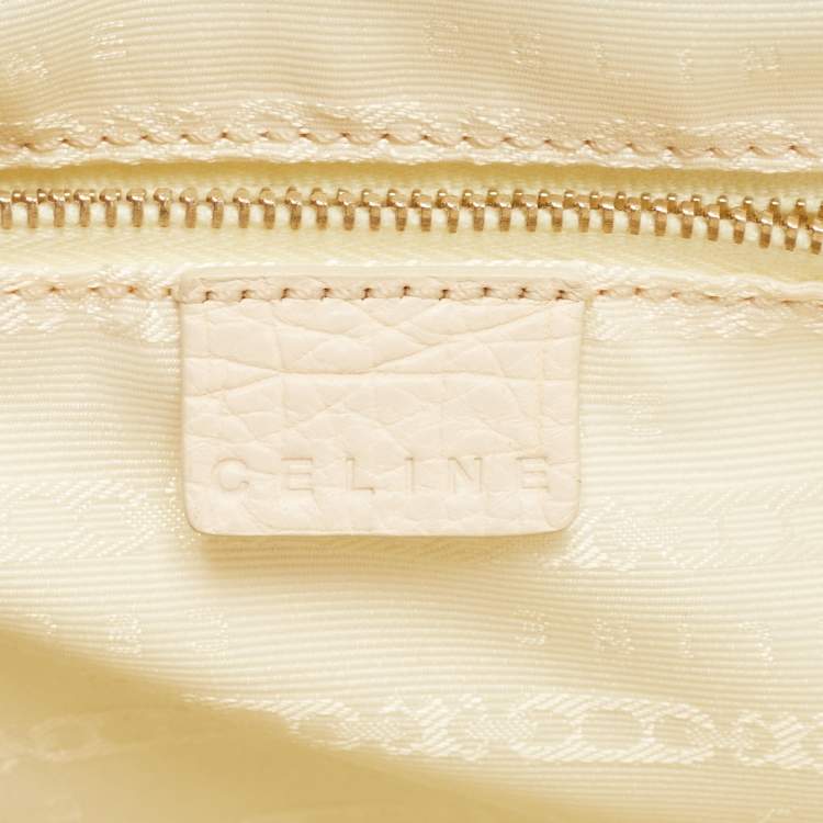 Pre Owned Celine Cream/Blue Macadam Canvas and Leather Dome Satchel