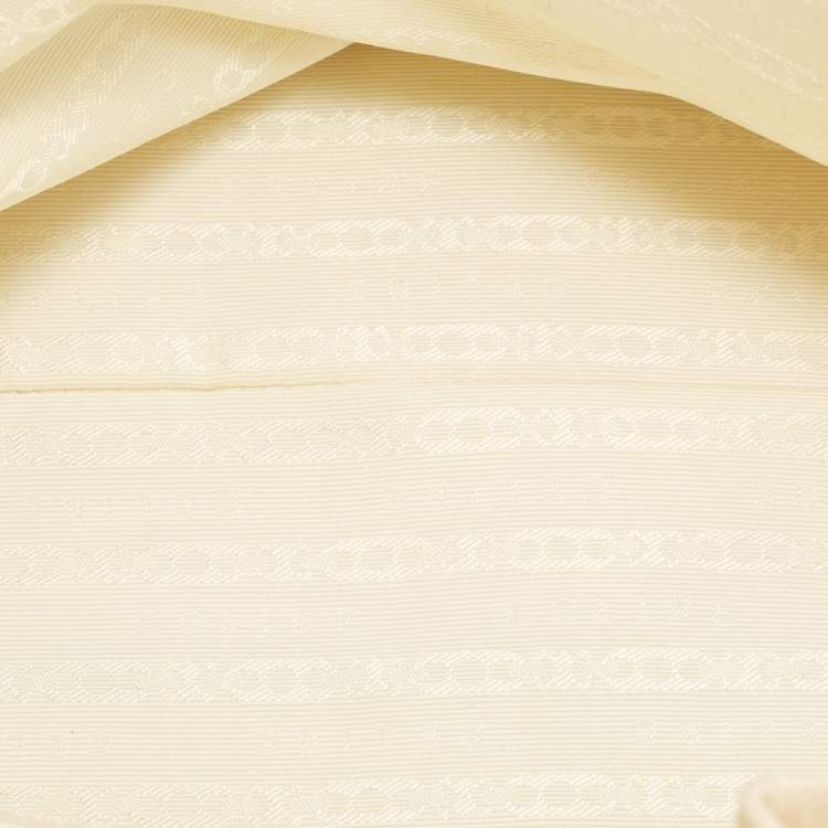 Pre Owned Celine Cream/Blue Macadam Canvas and Leather Dome Satchel