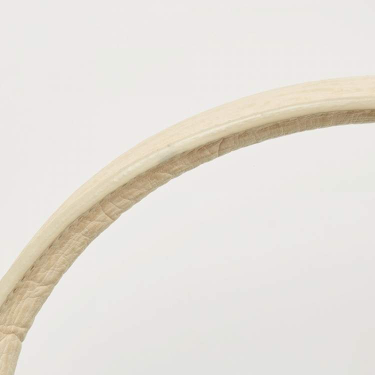 Pre Owned Celine Cream/Blue Macadam Canvas and Leather Dome Satchel