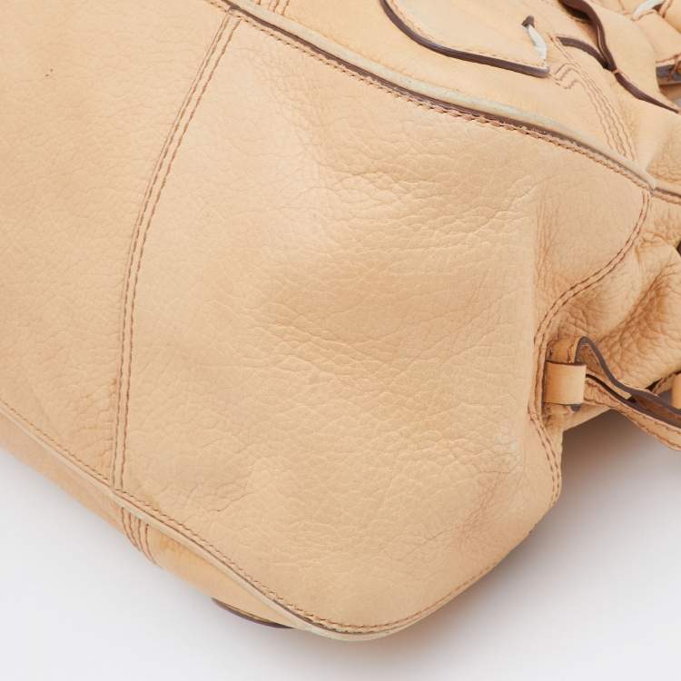 Pre Owned Celine Beige Leather Shoulder Bag