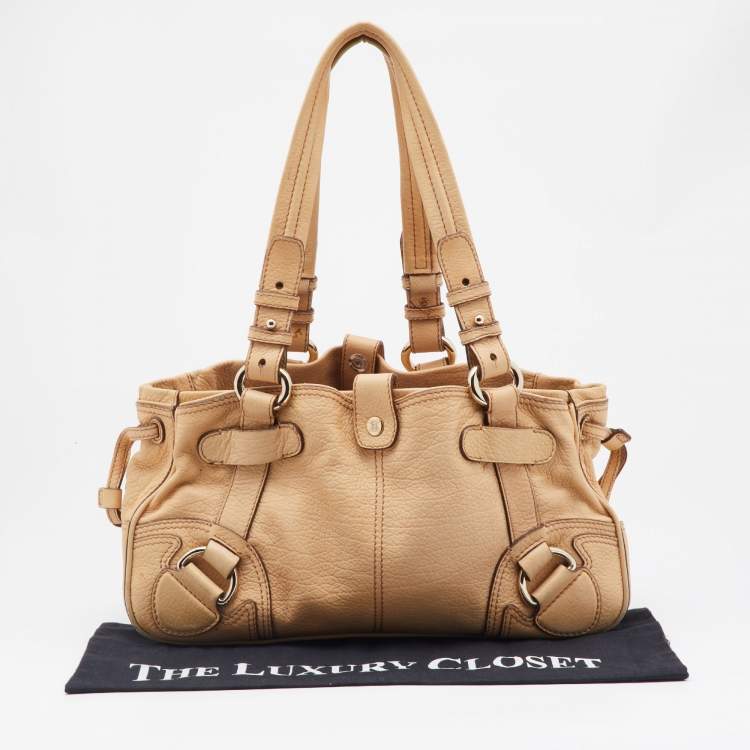 Pre Owned Celine Beige Leather Shoulder Bag