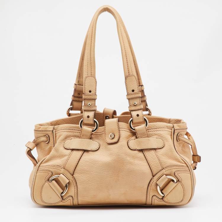 Pre Owned Celine Beige Leather Shoulder Bag