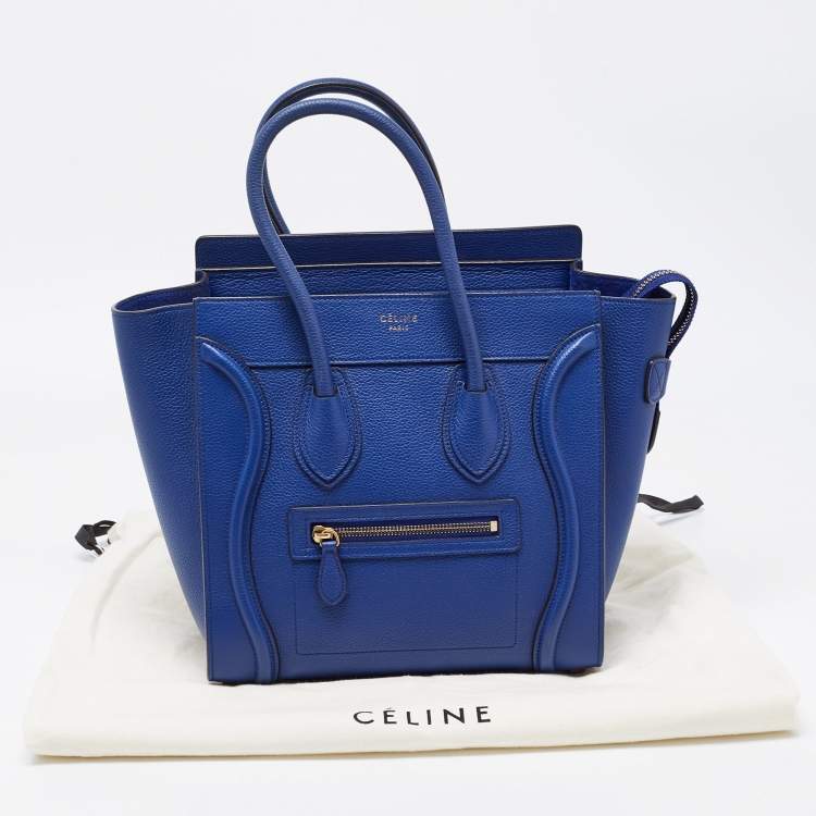 Pre Owned Celine Blue Leather Micro Luggage Tote