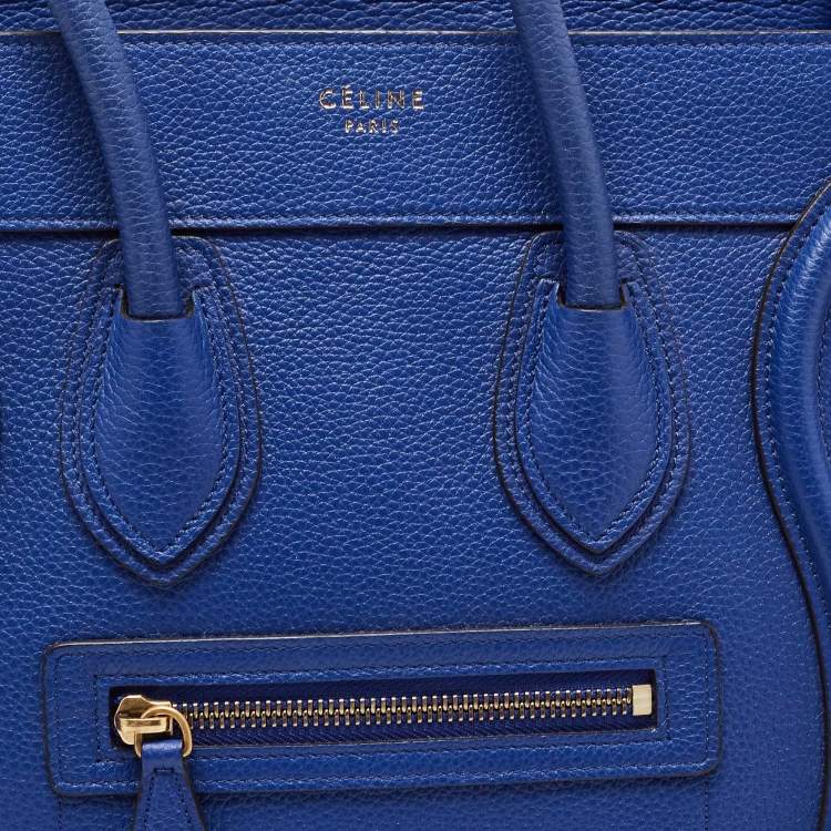 Pre Owned Celine Blue Leather Micro Luggage Tote