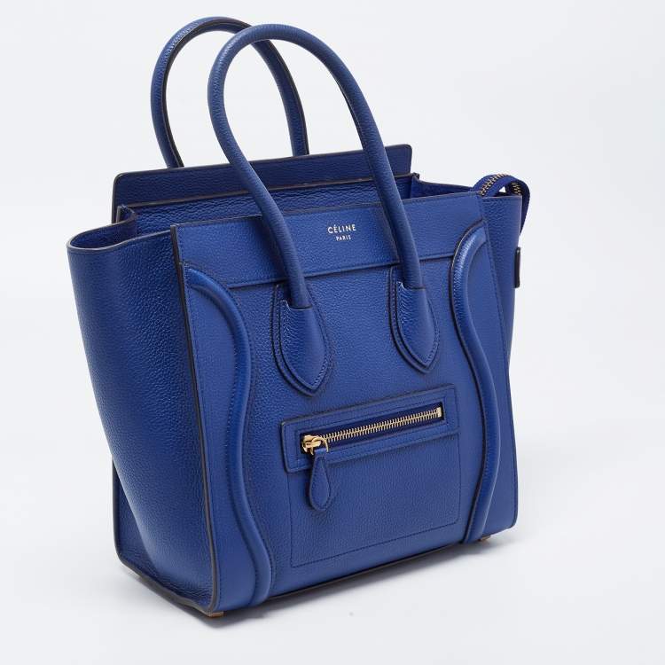 Pre Owned Celine Blue Leather Micro Luggage Tote