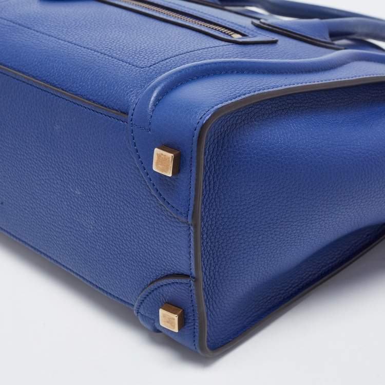 Pre Owned Celine Blue Leather Micro Luggage Tote