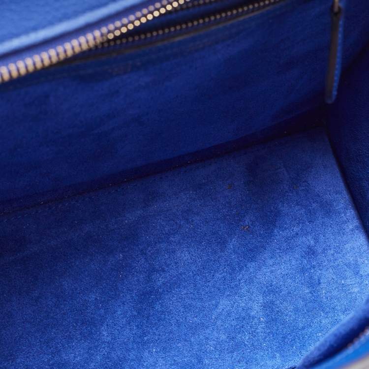 Pre Owned Celine Blue Leather Micro Luggage Tote