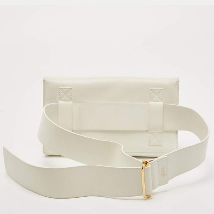 Pre Owned Celine White Leather Flap Bum Waist Bag