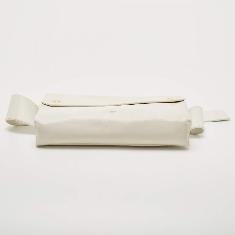 Pre Owned Celine White Leather Flap Bum Waist Bag