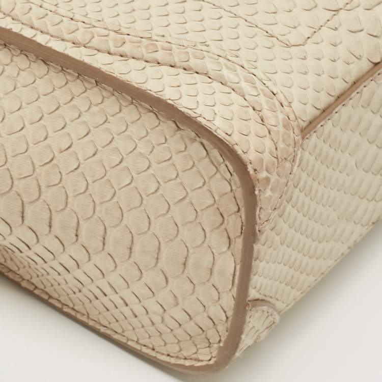 Pre Owned Celine Beige Python Nano Luggage Tote