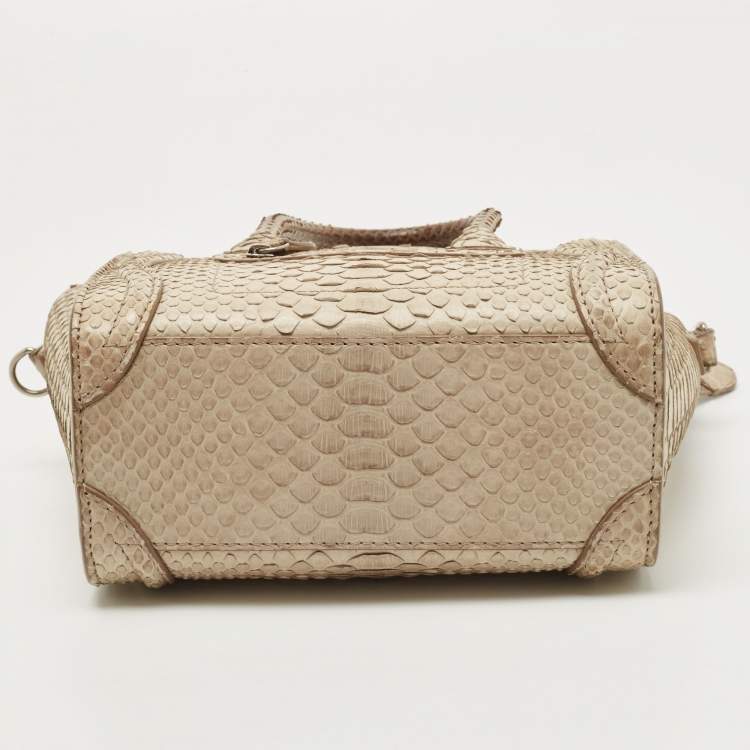 Pre Owned Celine Beige Python Nano Luggage Tote