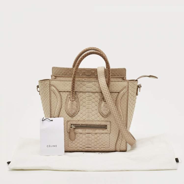 Pre Owned Celine Beige Python Nano Luggage Tote