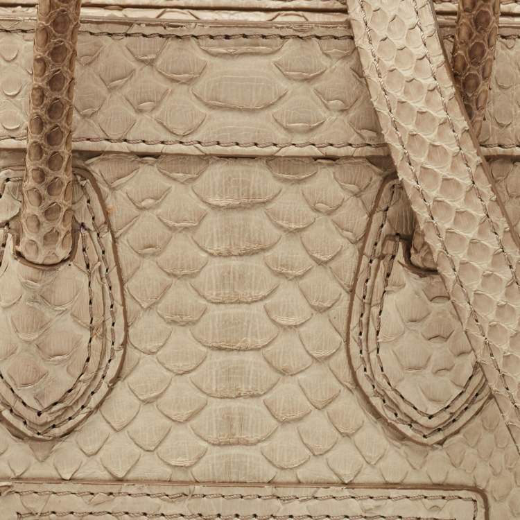 Pre Owned Celine Beige Python Nano Luggage Tote
