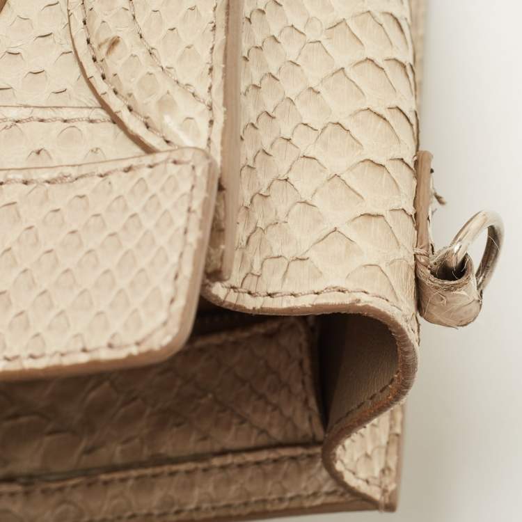 Pre Owned Celine Beige Python Nano Luggage Tote