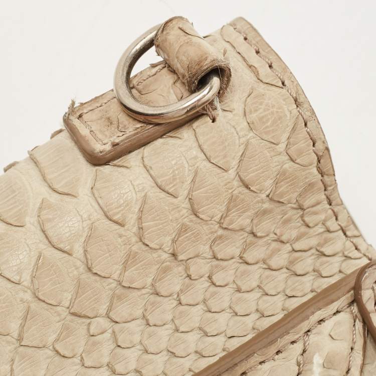 Pre Owned Celine Beige Python Nano Luggage Tote