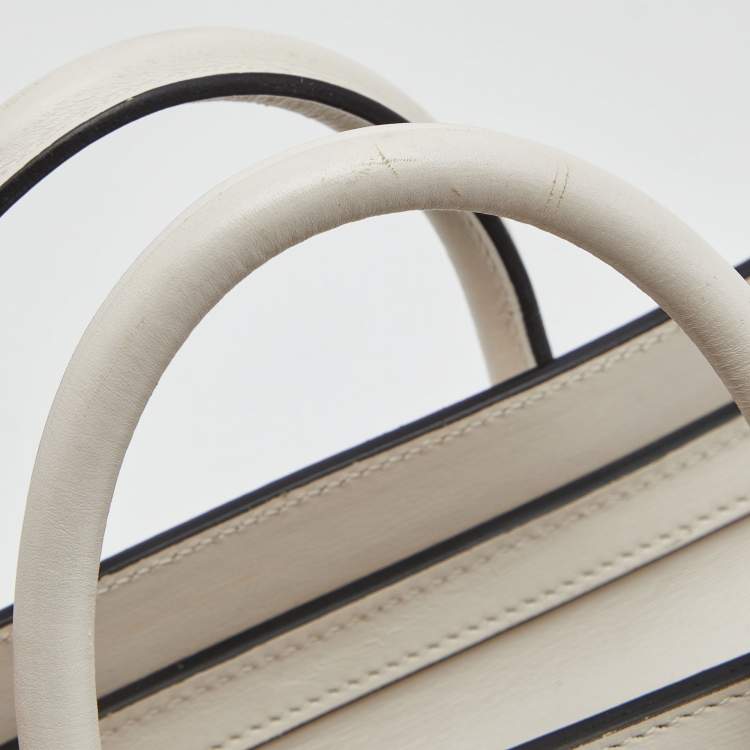 Pre Owned Celine Off Whit Leather Nano Luggage Tote