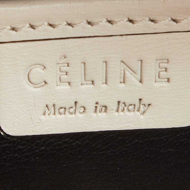 Pre Owned Celine Off Whit Leather Nano Luggage Tote