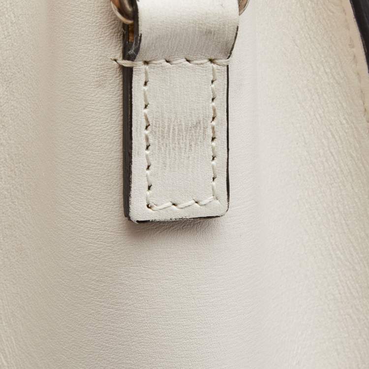 Pre Owned Celine Off Whit Leather Nano Luggage Tote