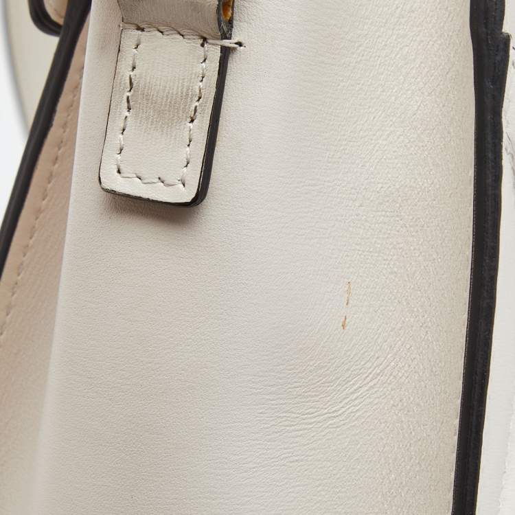 Pre Owned Celine Off Whit Leather Nano Luggage Tote
