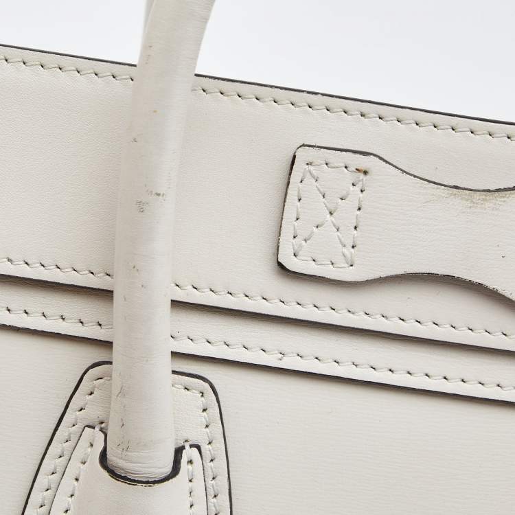 Pre Owned Celine Off Whit Leather Nano Luggage Tote