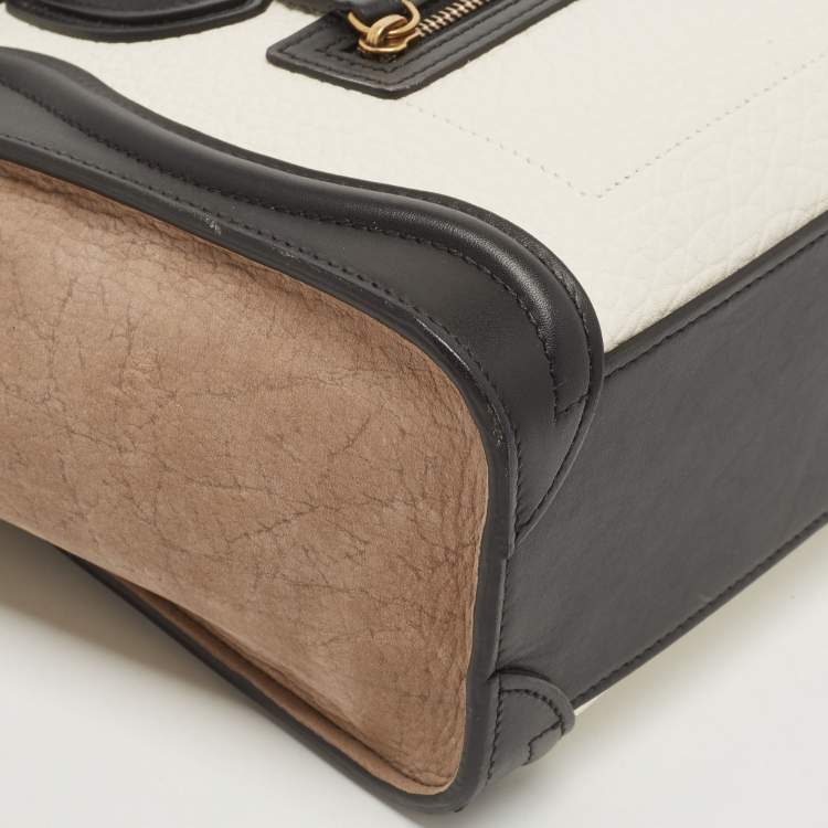 Pre Owned Celine Multicolor Nubuck and Leather Nano Luggage Tote