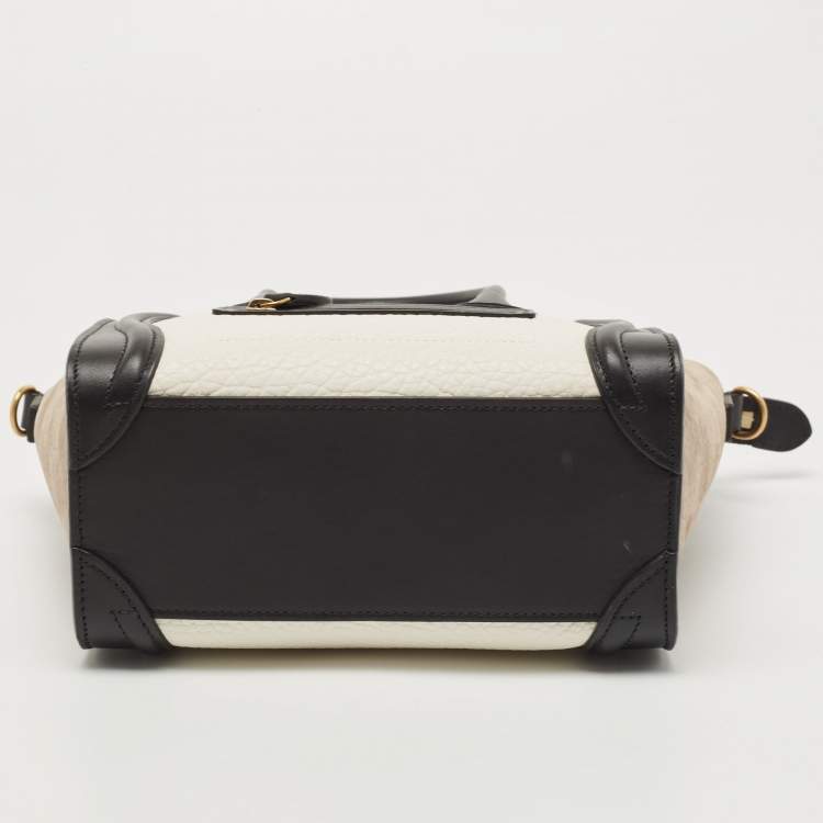 Pre Owned Celine Multicolor Nubuck and Leather Nano Luggage Tote