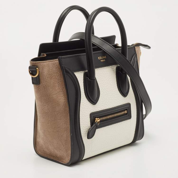 Pre Owned Celine Multicolor Nubuck and Leather Nano Luggage Tote