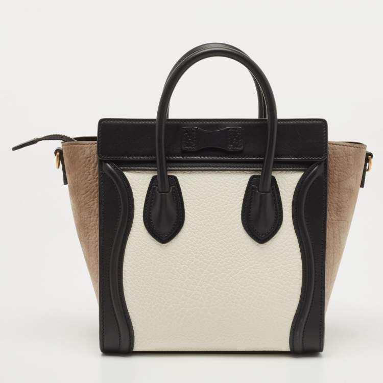 Pre Owned Celine Multicolor Nubuck and Leather Nano Luggage Tote