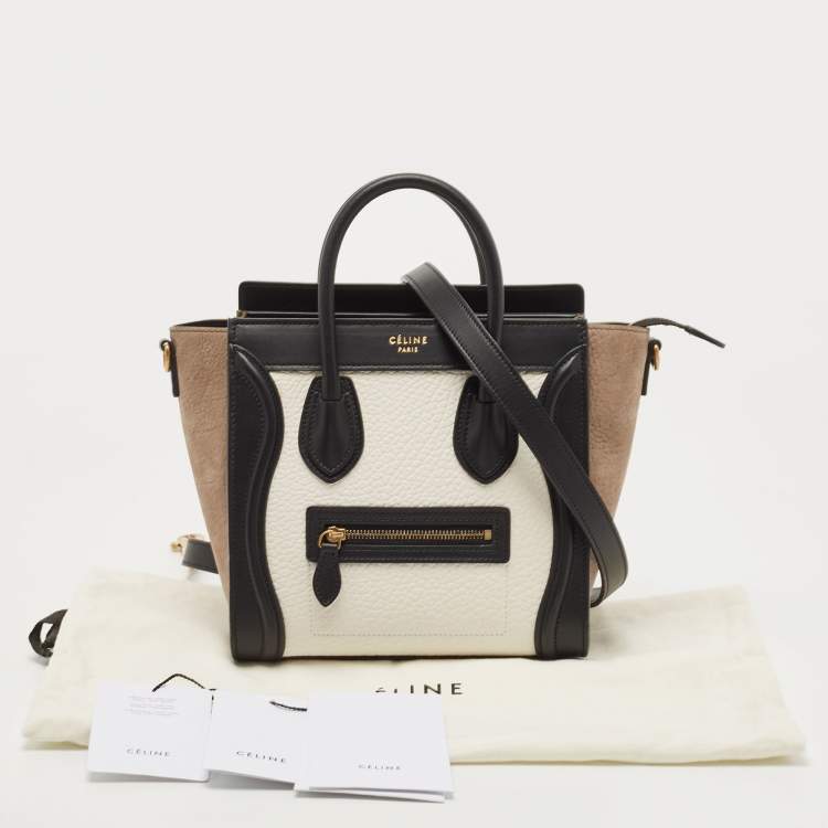 Pre Owned Celine Multicolor Nubuck and Leather Nano Luggage Tote