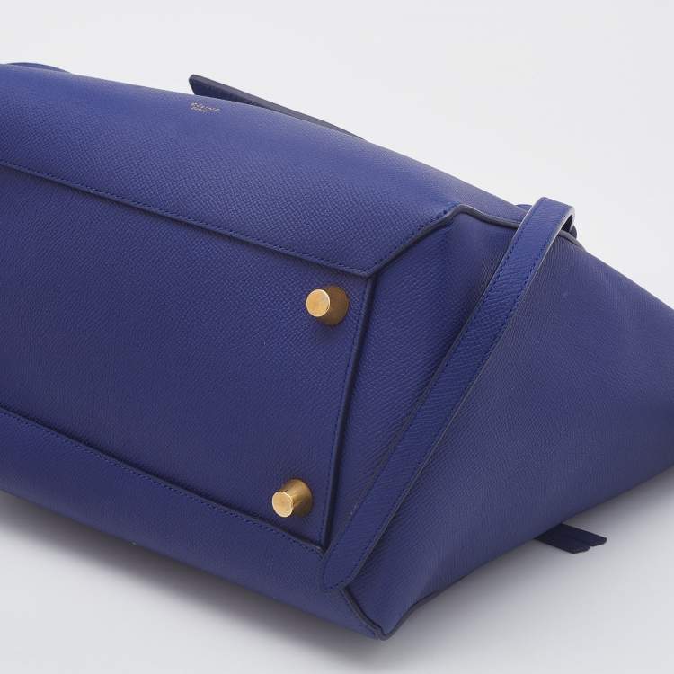 Pre Owned Celine Navy Blue Leather Mini Belt Top Handle Bag