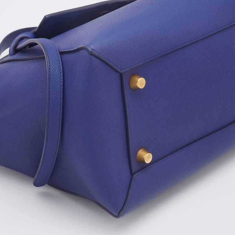 Pre Owned Celine Navy Blue Leather Mini Belt Top Handle Bag