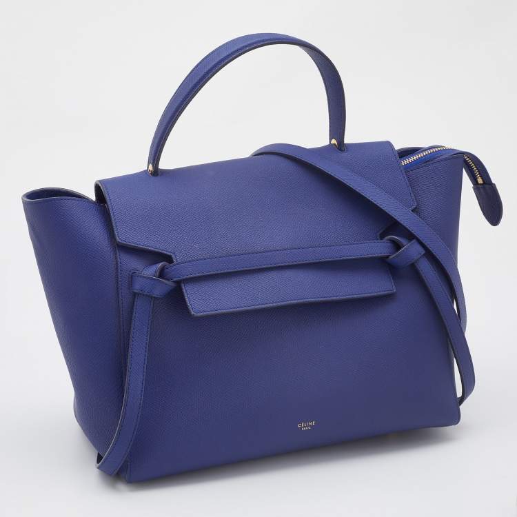 Pre Owned Celine Navy Blue Leather Mini Belt Top Handle Bag