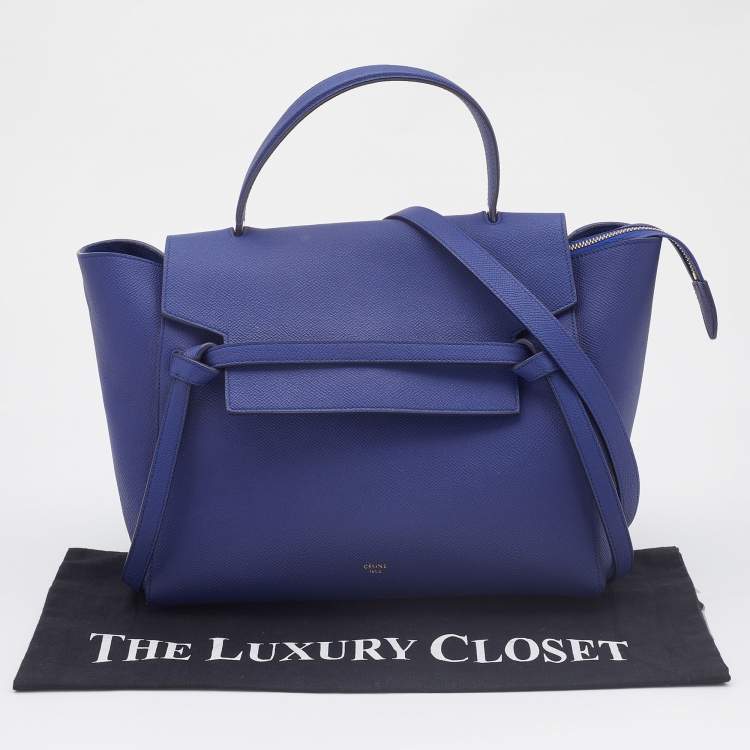 Pre Owned Celine Navy Blue Leather Mini Belt Top Handle Bag