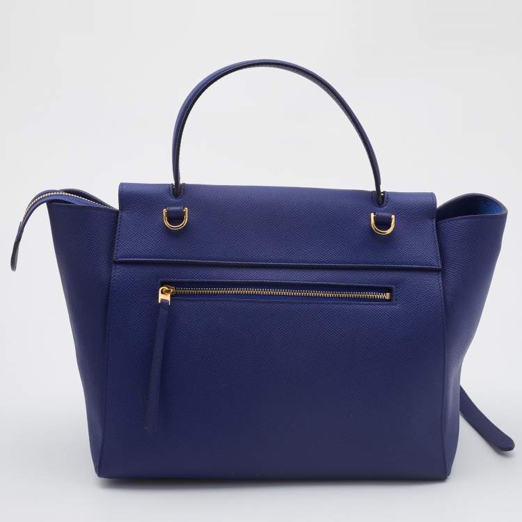 Pre Owned Celine Navy Blue Leather Mini Belt Top Handle Bag