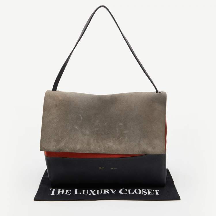 Pre Owned Celine Tricolor Leather And Suede All Soft Shoulder Bag 