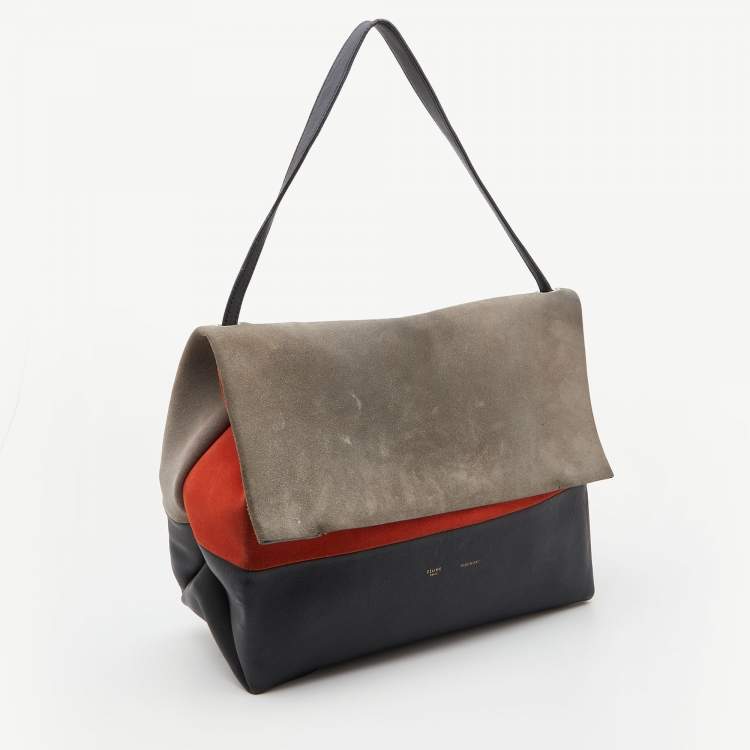 Pre Owned Celine Tricolor Leather And Suede All Soft Shoulder Bag 