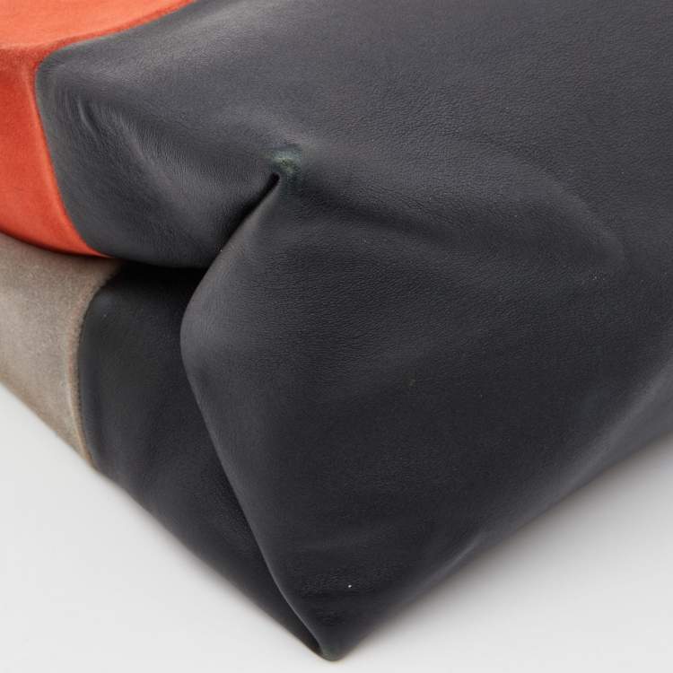 Pre Owned Celine Tricolor Leather And Suede All Soft Shoulder Bag 