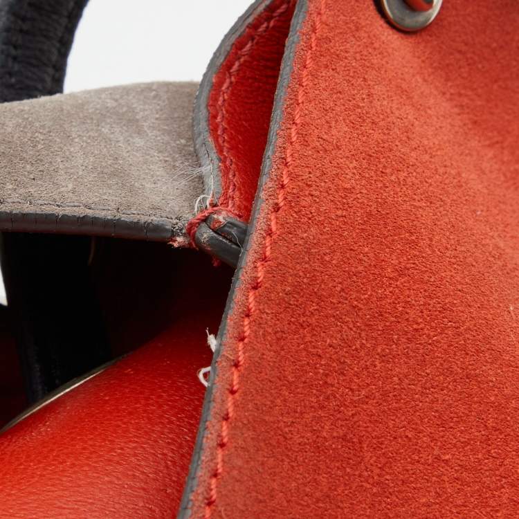 Pre Owned Celine Tricolor Leather And Suede All Soft Shoulder Bag 