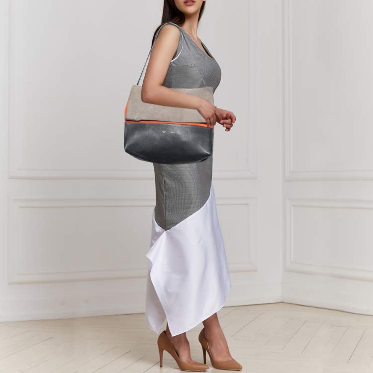 Pre Owned Celine Tricolor Leather And Suede All Soft Shoulder Bag 