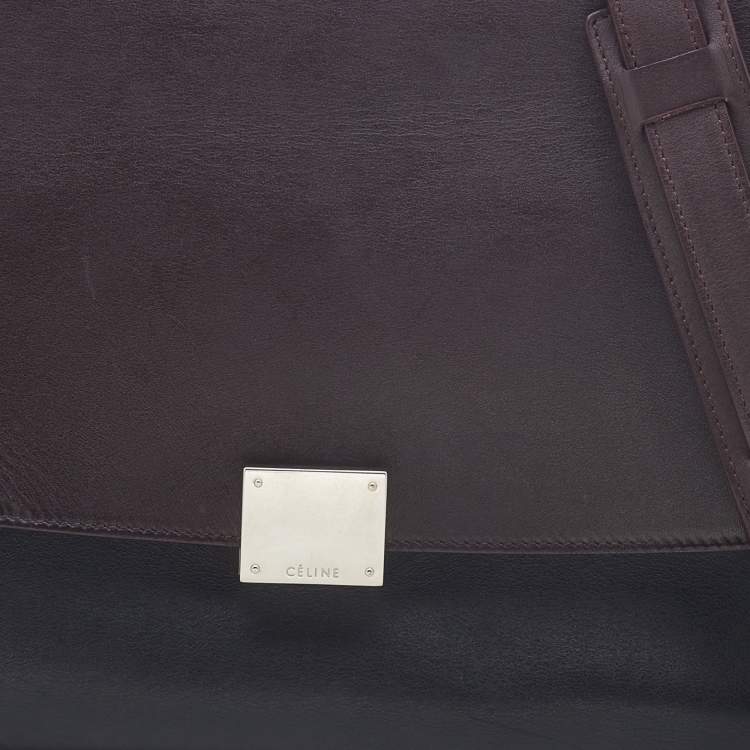 Pre Owned Celine Tri Color Leather and Suede Small Trapeze Top Handle Bag
