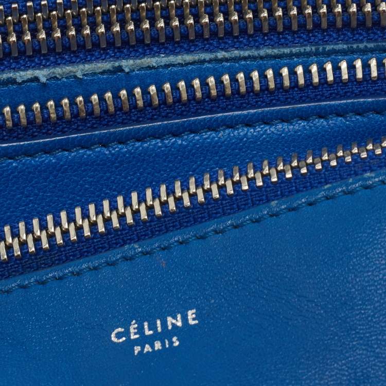 Pre Owned Celine Blue Leather Small Trio Crossbody Bag 