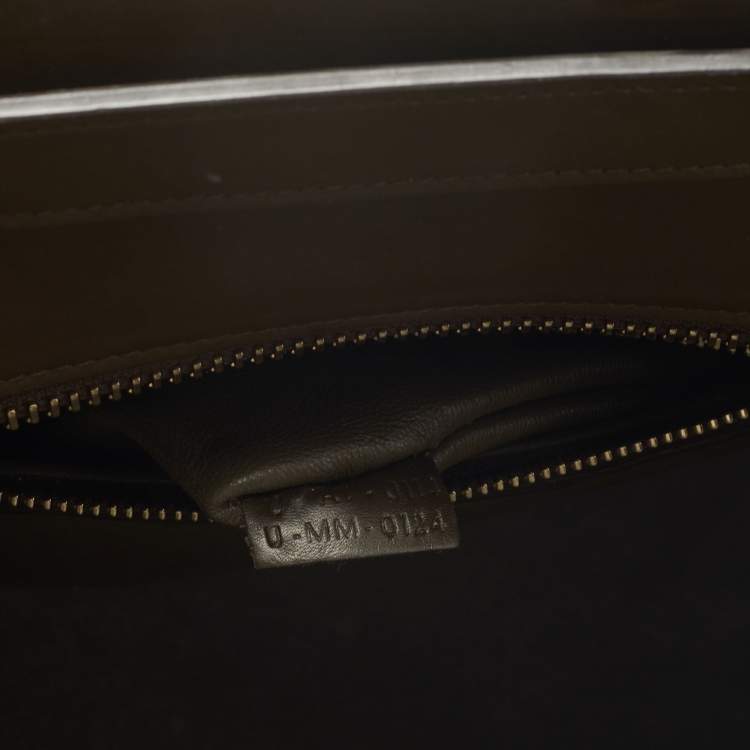 Pre Owned Celine Beige/Olive Green Leather Micro Luggage Tote