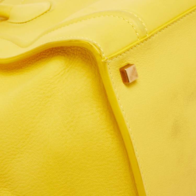 Pre Owned Celine Yellow Leather Medium Phantom Luggage Tote